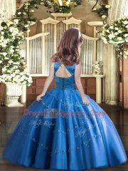 Fuchsia Scoop Neckline Beading Little Girl Pageant Dress Sleeveless Lace Up