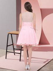 Empire Vestidos de Damas Baby Pink Scoop Chiffon Sleeveless Mini Length Side Zipper