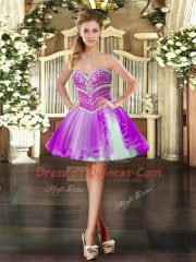 Sleeveless Beading Lace Up Evening Dress