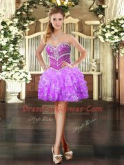 Sweetheart Sleeveless Lace Up Prom Gown Lilac Organza