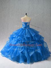 Organza Sleeveless Floor Length 15th Birthday Dress and Beading and Ruffles
