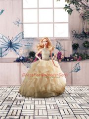 Sleeveless Zipper Floor Length Beading and Ruffles Quinceanera Gown