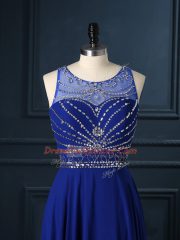 Sleeveless Brush Train Criss Cross Beading Prom Party Dress