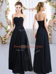 Navy Blue Chiffon Zipper Damas Dress Sleeveless Floor Length Ruching