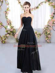 Navy Blue Chiffon Zipper Damas Dress Sleeveless Floor Length Ruching