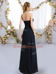Navy Blue Chiffon Zipper Damas Dress Sleeveless Floor Length Ruching