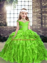 Floor Length Ball Gowns Sleeveless Pageant Gowns Lace Up