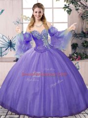 Luxury Sweetheart Sleeveless Tulle Quinceanera Dress Beading Lace Up