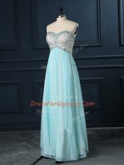 Flare Chiffon Sleeveless Floor Length Dress for Prom and Beading