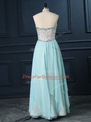 Flare Chiffon Sleeveless Floor Length Dress for Prom and Beading