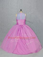 Floor Length Lilac Sweet 16 Quinceanera Dress Satin Sleeveless Embroidery