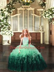 Popular Floor Length Multi-color Quince Ball Gowns Tulle Sleeveless Ruffles