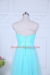 Smart Aqua Blue Sweetheart Neckline Ruching Vestidos de Damas Sleeveless Zipper