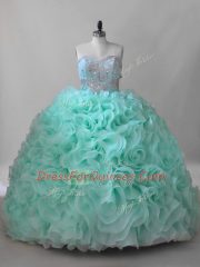 Apple Green Sleeveless Beading Lace Up Quinceanera Gowns