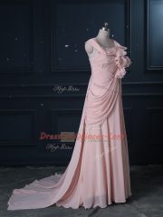 Best Column/Sheath Sleeveless Pink Prom Dresses Brush Train Zipper