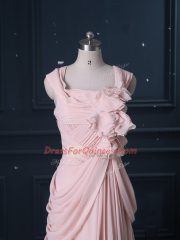 Best Column/Sheath Sleeveless Pink Prom Dresses Brush Train Zipper