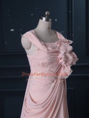 Best Column/Sheath Sleeveless Pink Prom Dresses Brush Train Zipper