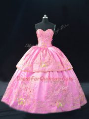 Affordable Sleeveless Lace Up Floor Length Embroidery Quince Ball Gowns