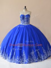 Glamorous Tulle Sleeveless Floor Length Sweet 16 Quinceanera Dress and Embroidery