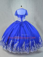 Glamorous Tulle Sleeveless Floor Length Sweet 16 Quinceanera Dress and Embroidery