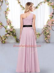 Decent Orange Sleeveless Floor Length Belt Zipper Dama Dress