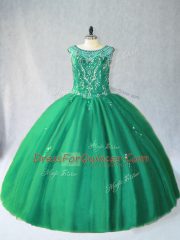 Custom Made Tulle Sleeveless Floor Length Quinceanera Gowns and Beading