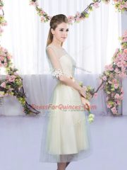 Half Sleeves Lace and Bowknot Lace Up Quinceanera Dama Dress