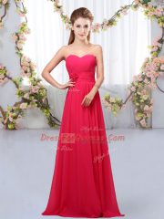 Super Hand Made Flower Damas Dress Hot Pink Lace Up Sleeveless Floor Length