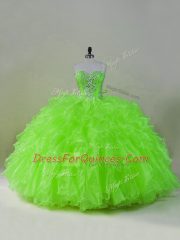 Suitable Ball Gowns Ruffles Quinceanera Dresses Lace Up Organza Sleeveless Floor Length