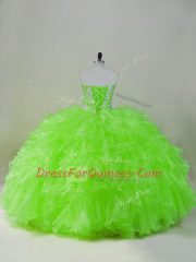 Suitable Ball Gowns Ruffles Quinceanera Dresses Lace Up Organza Sleeveless Floor Length