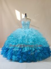 Floor Length Multi-color Sweet 16 Dresses Sweetheart Sleeveless Lace Up