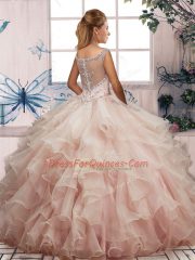 Blue Scoop Zipper Beading and Ruffles Vestidos de Quinceanera Sleeveless