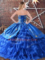 Dynamic Gold Lace Up Sweetheart Embroidery and Ruffled Layers Quinceanera Dresses Organza Sleeveless