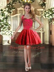Extravagant Red Three Pieces Appliques Quinceanera Gowns Lace Up Tulle Sleeveless Floor Length