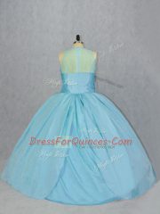 Blue Embroidery 15 Quinceanera Dress Taffeta Sleeveless