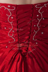 High Class Sleeveless Organza Floor Length Lace Up 15th Birthday Dress in Wine Red with Beading