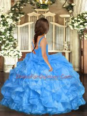 Orange Straps Lace Up Ruffles Kids Pageant Dress Sleeveless