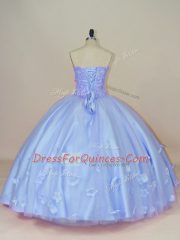 Luxurious Lavender Side Zipper Sweetheart Beading and Hand Made Flower Sweet 16 Dresses Tulle Sleeveless