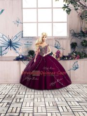 Unique Purple Ball Gowns Beading Sweet 16 Quinceanera Dress Tulle Cap Sleeves
