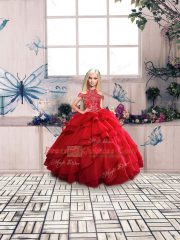 Hot Selling Red Lace Up High-neck Beading and Ruffles 15th Birthday Dress Organza Sleeveless