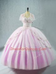 Pretty Sleeveless Beading Lace Up Quinceanera Dress