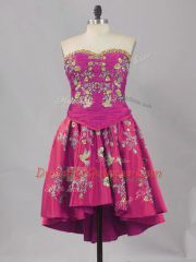 Free and Easy Fuchsia Lace Up Sweetheart Embroidery Homecoming Dress Sleeveless