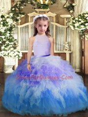 Multi-color Ball Gowns Ruffles Glitz Pageant Dress Backless Tulle Sleeveless Floor Length