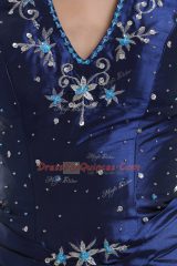 Captivating Royal Blue Lace Up Halter Top Embroidery and Pick Ups Ball Gown Prom Dress Taffeta Sleeveless