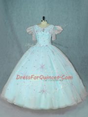 Dynamic Floor Length Zipper Quinceanera Gown Apple Green for Sweet 16 and Quinceanera with Beading