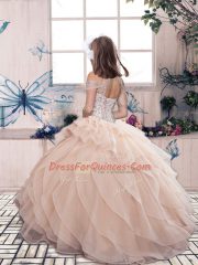 Cheap Sleeveless Floor Length Beading Lace Up Pageant Dress Womens