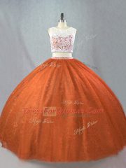 Attractive Beading Sweet 16 Dress Rust Red Zipper Sleeveless Floor Length