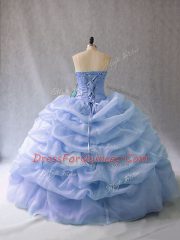 Hot Selling Sleeveless Beading and Pick Ups Lace Up Sweet 16 Dress with Light Blue