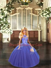 Sleeveless Embroidery Lace Up Quinceanera Dresses with Blue