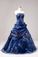 Floor Length Ball Gowns Sleeveless Blue Ball Gown Prom Dress Lace Up